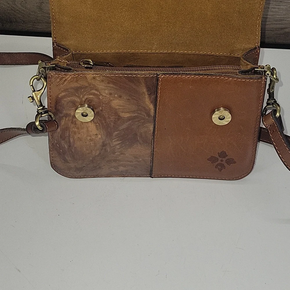 Patricia Nash Brown Patchwork Leather Top-Handle Crossbody Bag